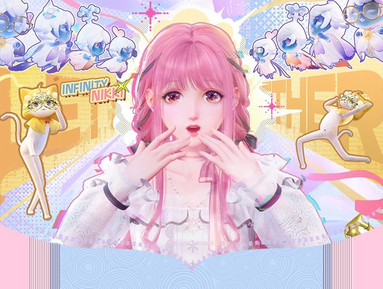 Premium Edition Infinity Nikki Nikki Cosplay Costume Pink White Dress with Belt Socks