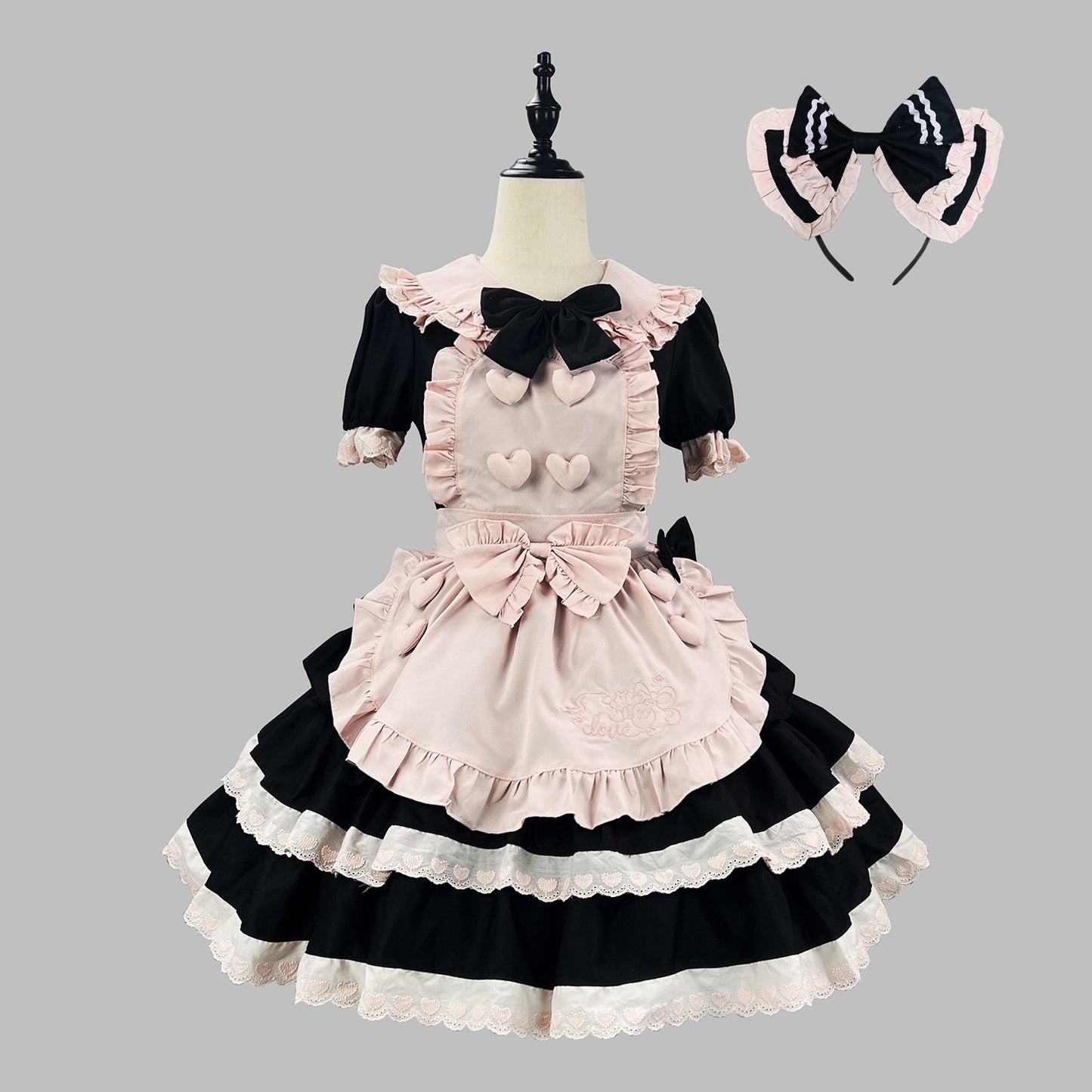 Black Pink Elegant Sweet Lolita OP Dress | Runaway Princess Maidcore