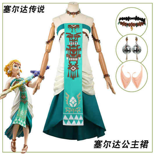 The Legend Of Zelda: Tears Of The Kingdom Princess Zelda Cosplay Costume Dress Set with Accessories