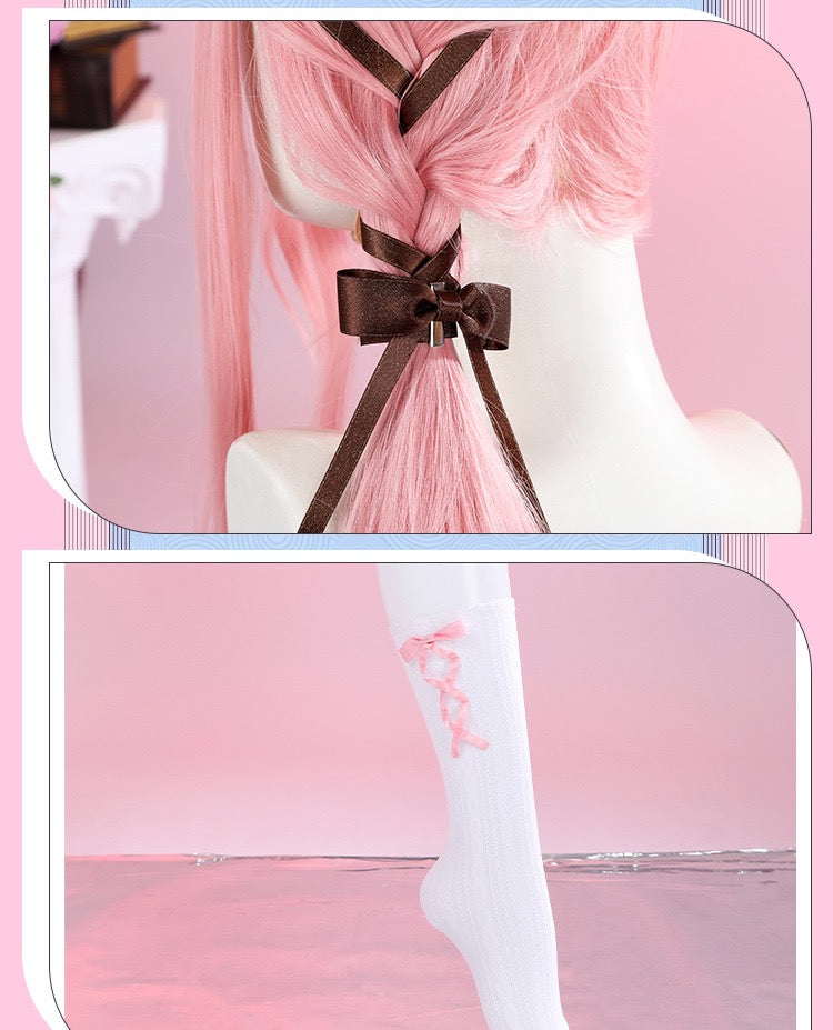 Premium Edition Infinity Nikki Nikki Cosplay Costume Pink White Dress with Belt Socks