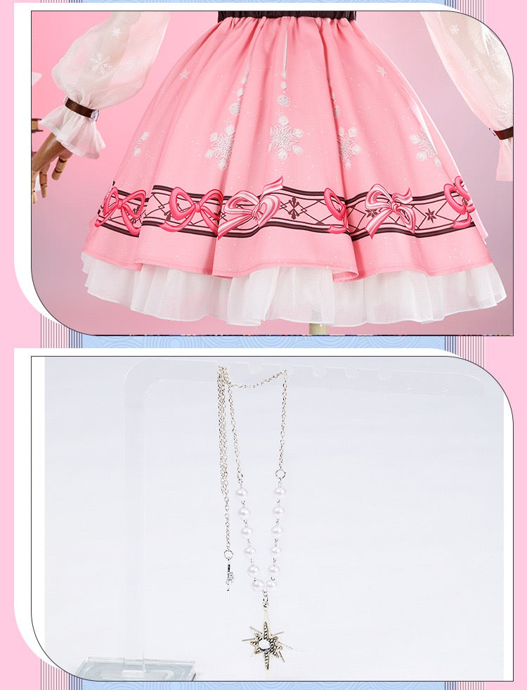 Premium Edition Infinity Nikki Nikki Cosplay Costume Pink White Dress with Belt Socks