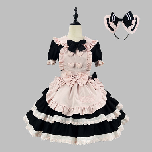 Black Pink Elegant Sweet Lolita OP Dress | Runaway Princess Maidcore