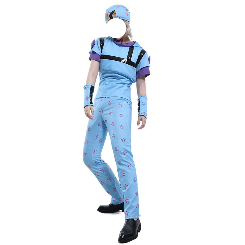 Johnny Joestar Battle-Damaged Cosplay Set: Tattered Cape + Fingerless Gloves）