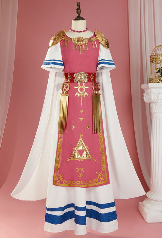Princess Zelda Cosplay Costume Dress with Tank Coat and Cloak