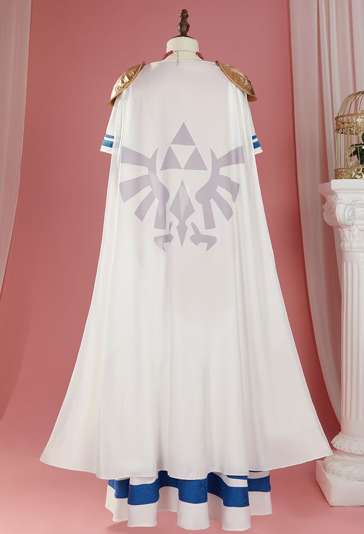 Princess Zelda Cosplay Costume Dress with Tank Coat and Cloak