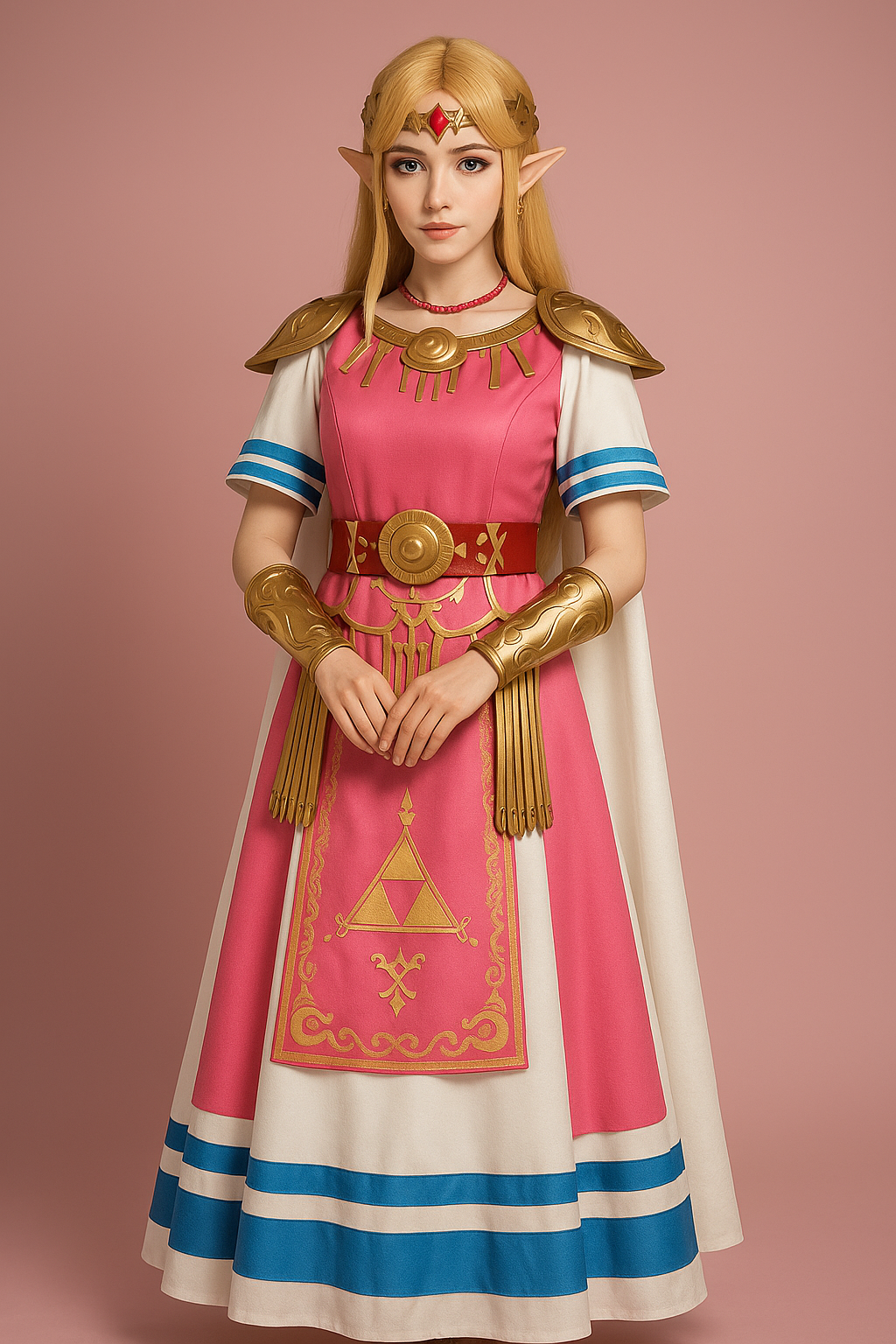 Princess Zelda Cosplay Costume Dress with Tank Coat and Cloak